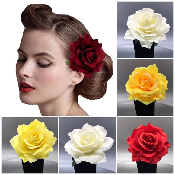 Ever Fairy Accessories - Gorgeous Fabric Layered Rose Flower Hair Clips NEW
